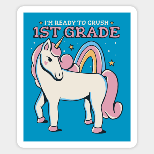 Ready to Crush 1st Grade Cute Unicorn Back to School First Grade Magnet